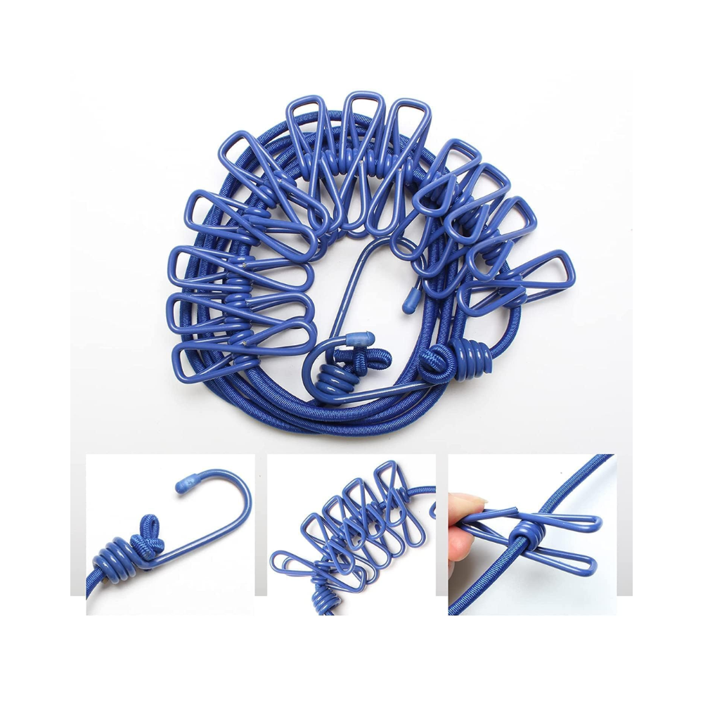 Liverkart Cloth Dying Rope with Hooks Rope and with 12 Clips