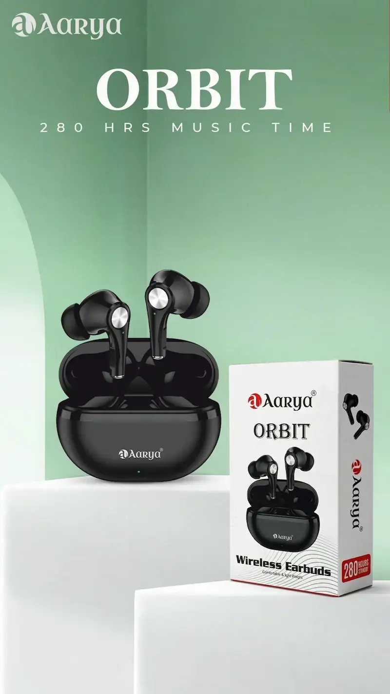 Aarya Orbit Zero Noise Comfort Bass Wireless Earbuds (Black)