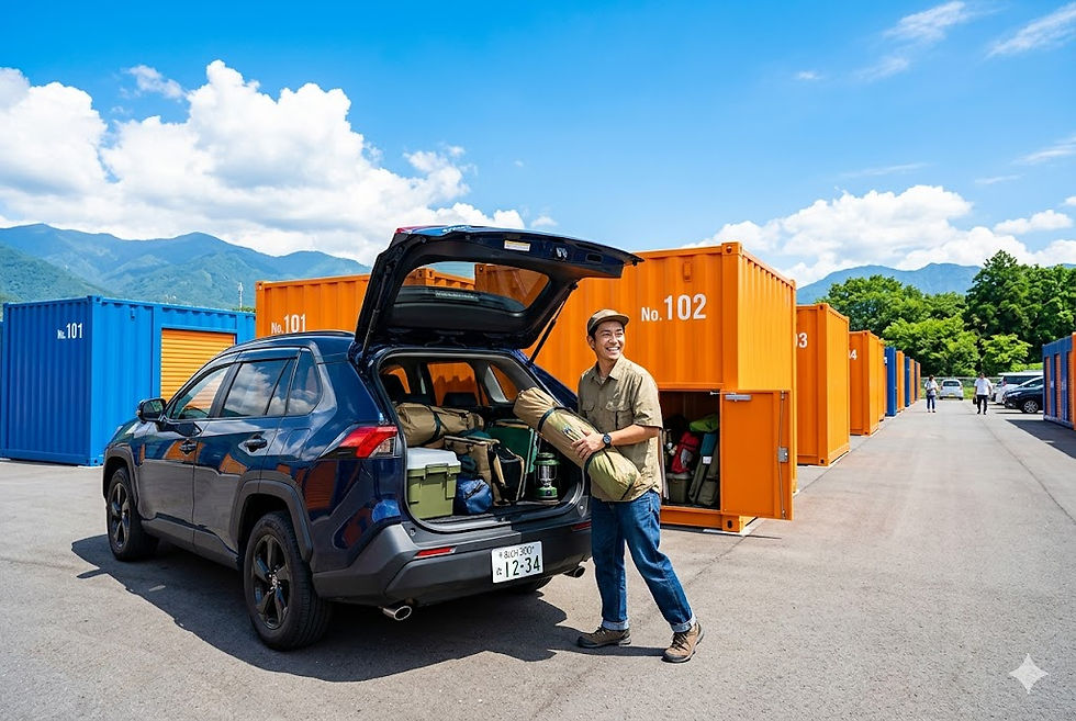 車を横付けしてキャンプギアを積み込める屋外型トランクルームのメリット