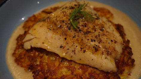 Pan Fried Pollock on Potato & Fennel Ros