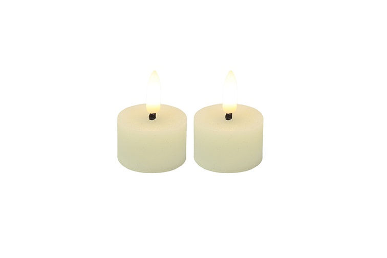 LED Teelicht Rustikal aus Echtwachs (Ø 4 cm)