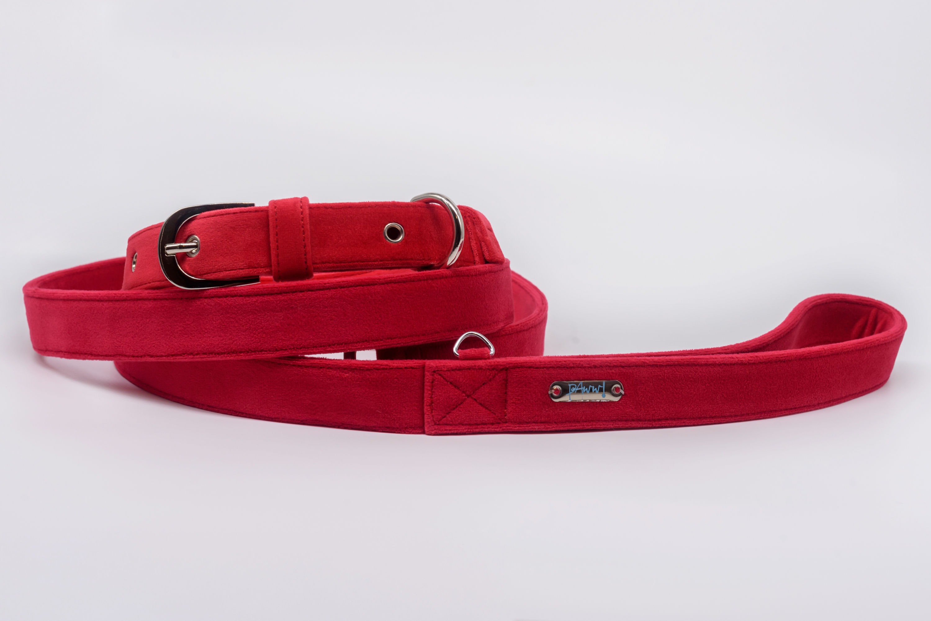 Suede Collar & Lead - Red