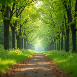 Camino despejado entre árboles verdes, simbolizando renovación y transformación