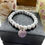 Thumbnail: White Howlite Beaded Bracelet with Love Charm 