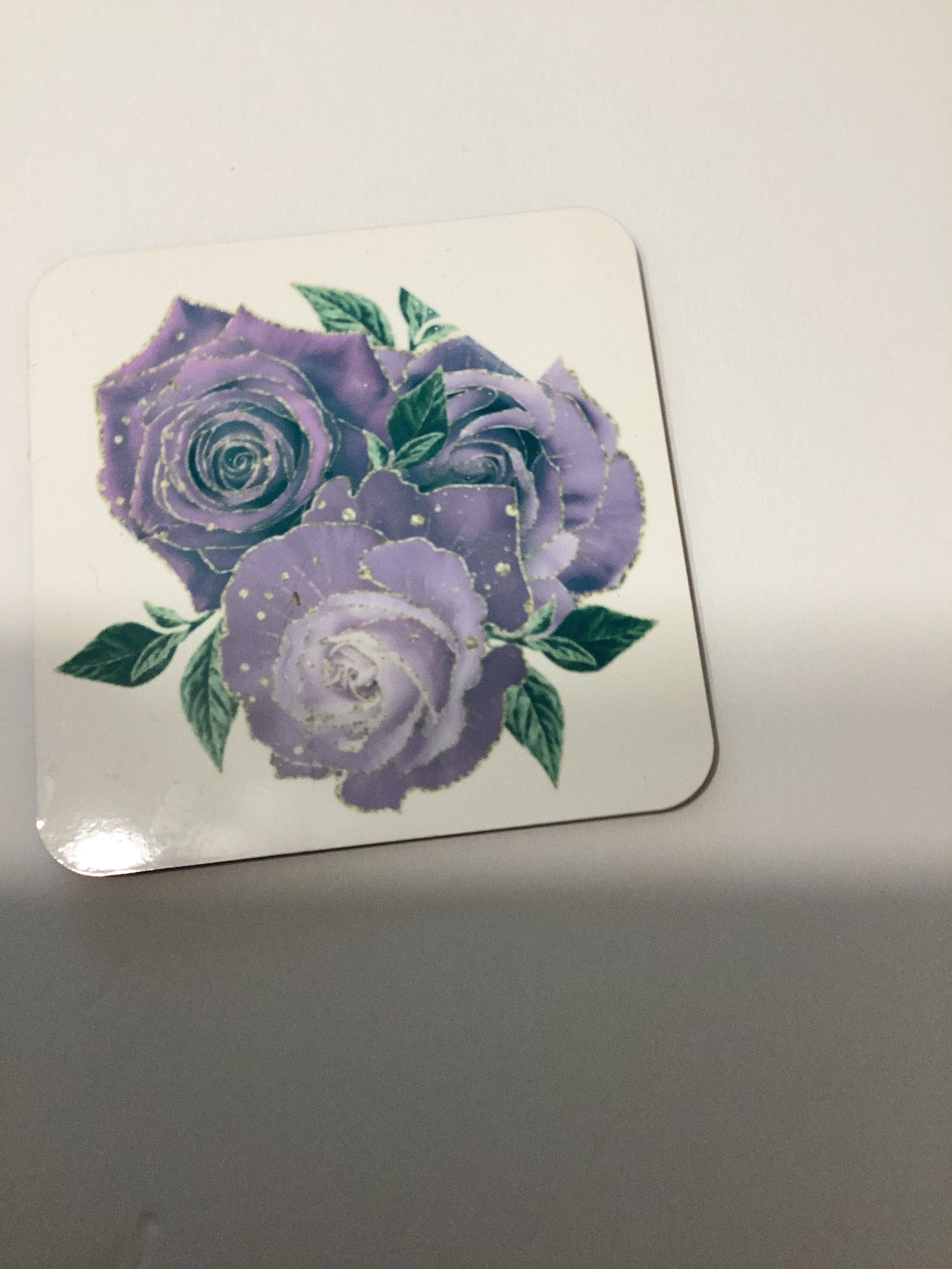 Hardback purple rose coaster