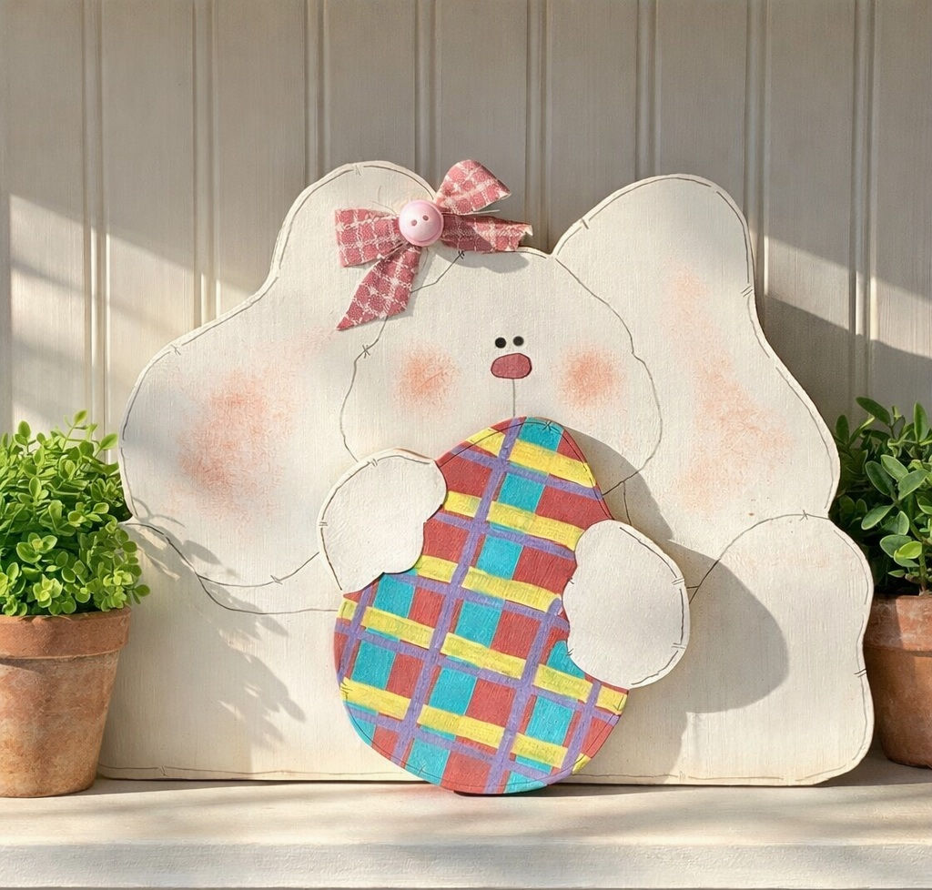 Bunny & egg shelf sitter