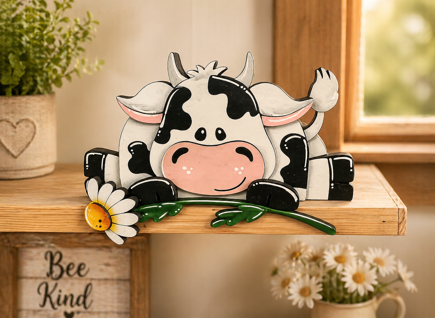 Cow and Daisy Shelf Hanger