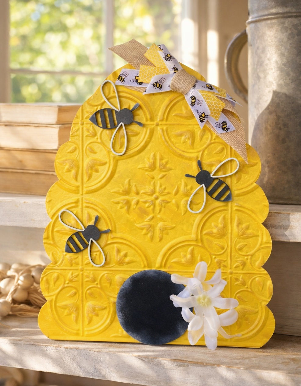 Faux ceiling tile beehive shelf sitter
