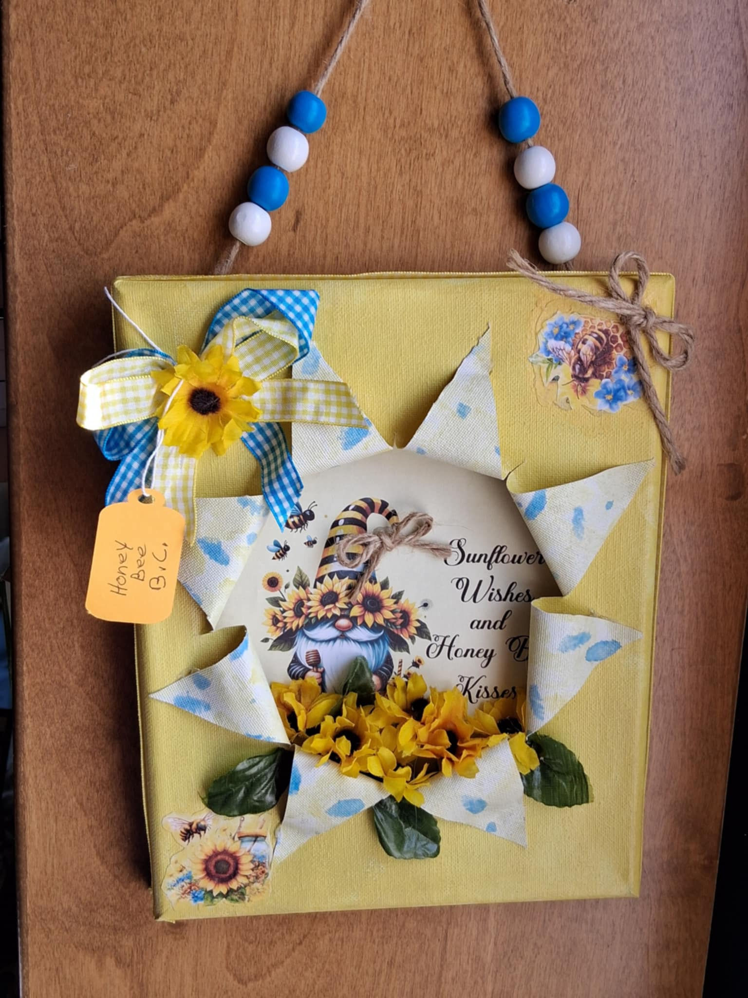 Sunflower wishes  gnome busted canvas