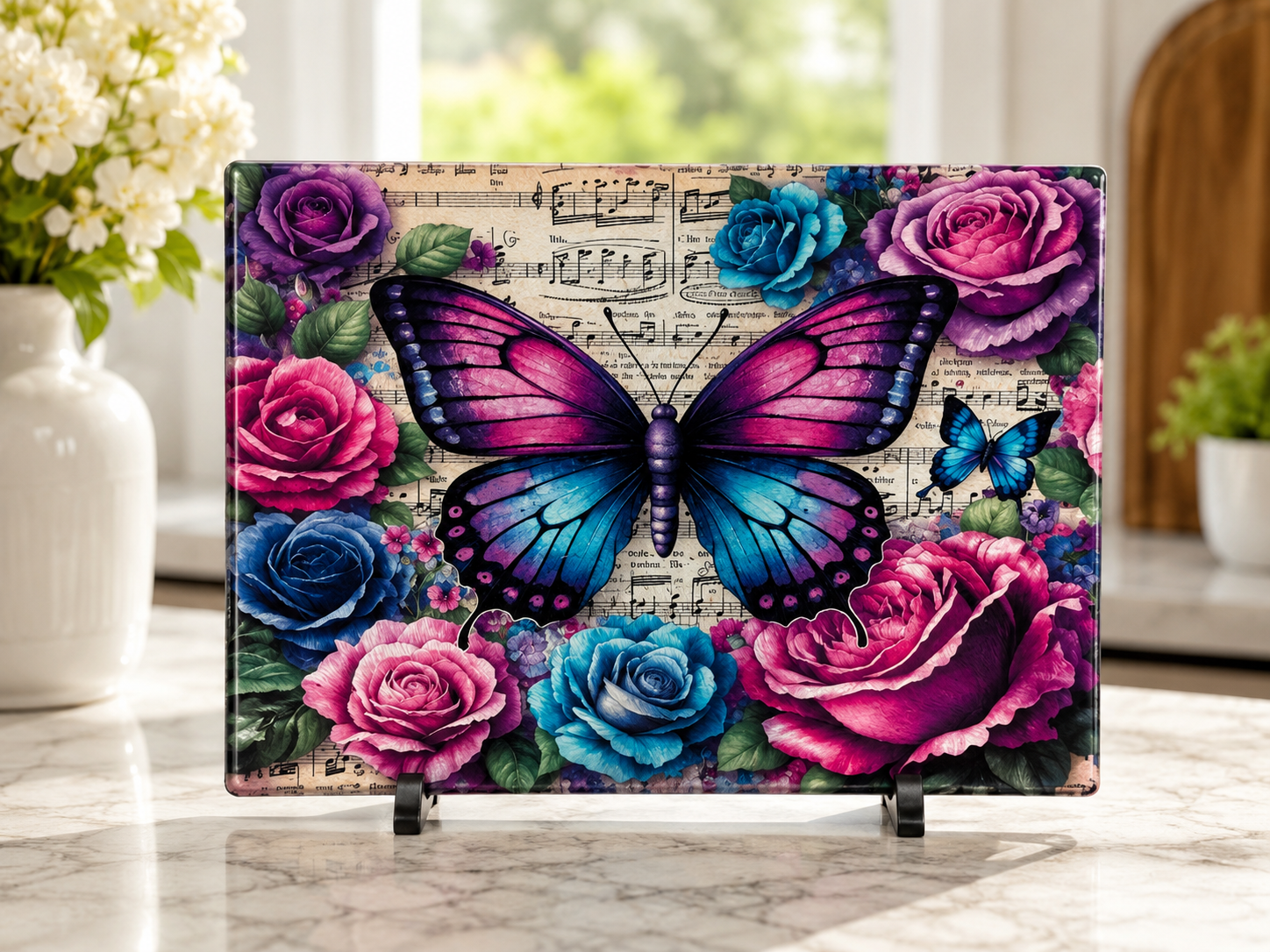 Glass Cutting Board- Sheet Music/Butterfly