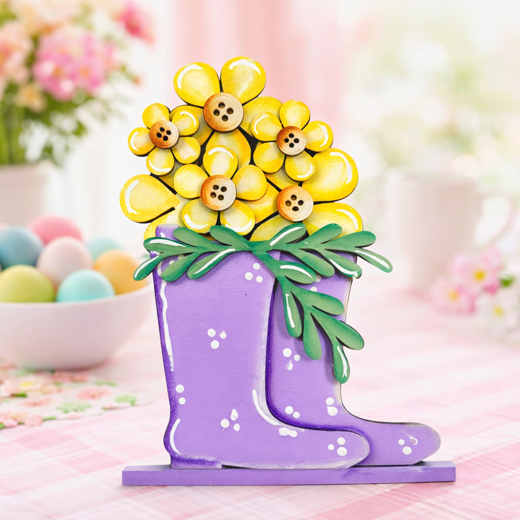 Purple Boots & Flowers insert for Shadow Box