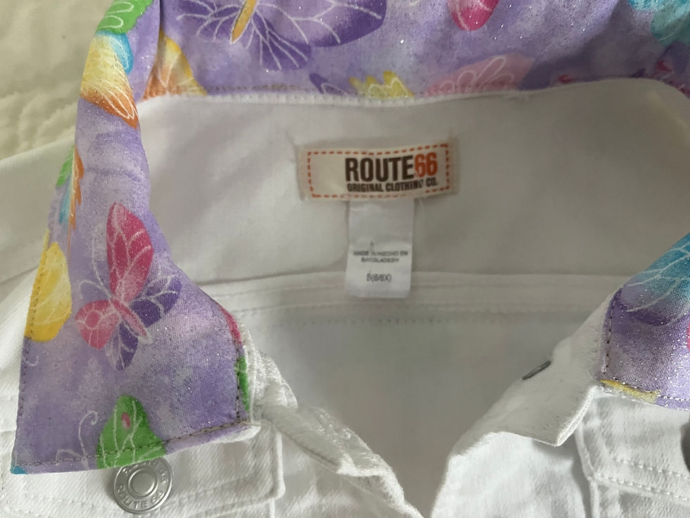 Thumbnail: Upcycled Girl's Jacket Butterflies White 6 6X