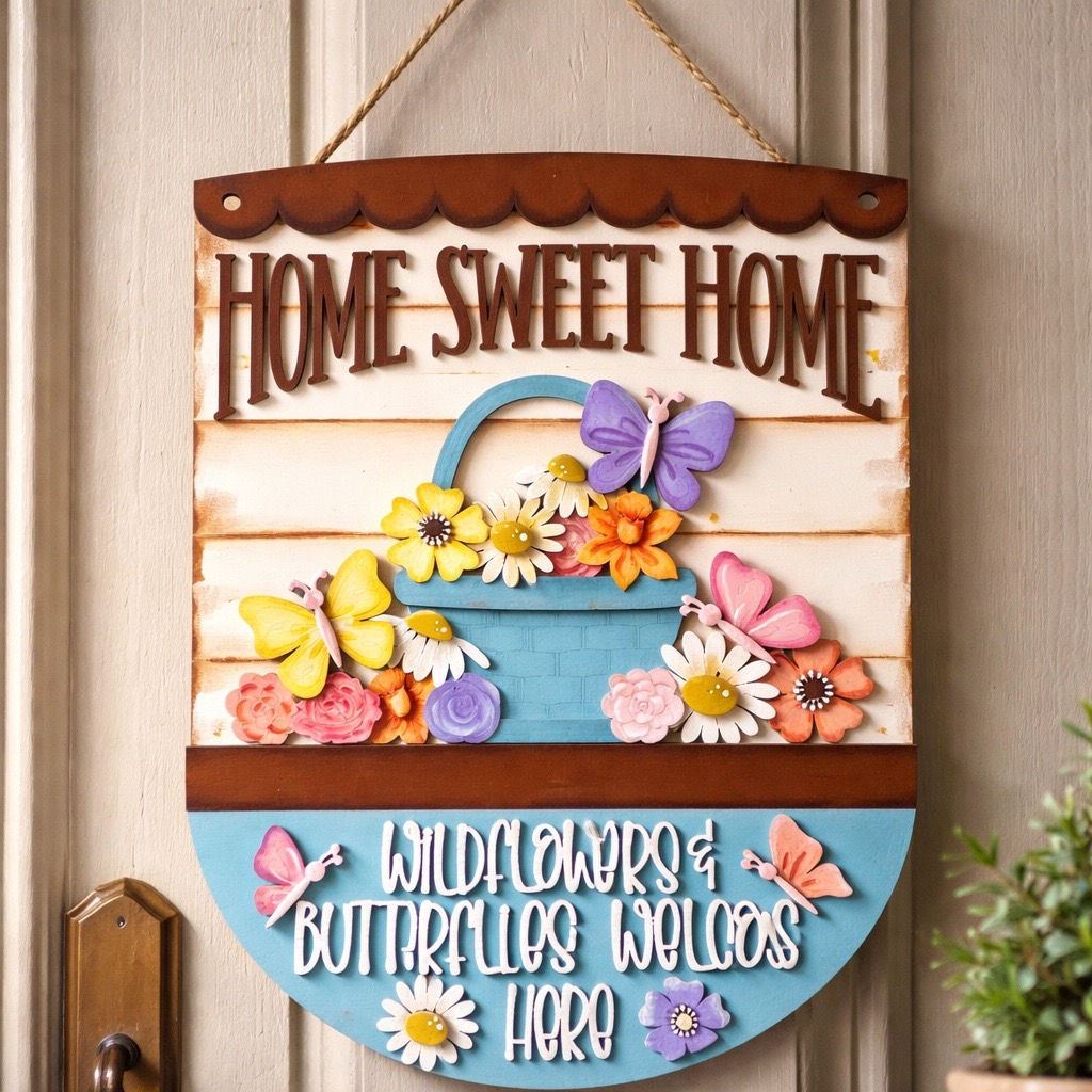 Basket of Flowers insert for Home Sweet Home base