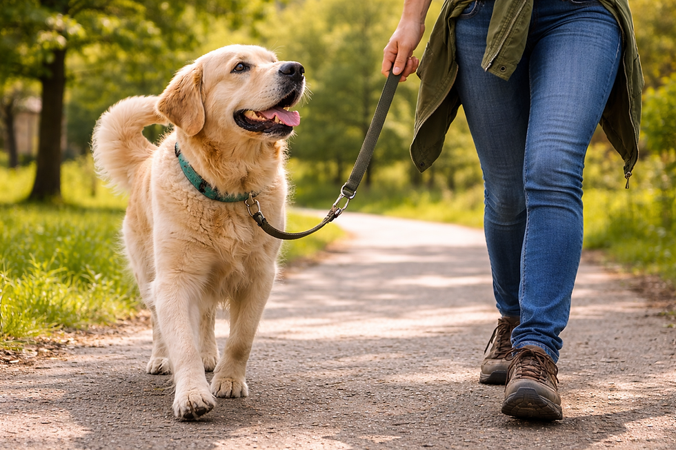 Dog behaving on leash