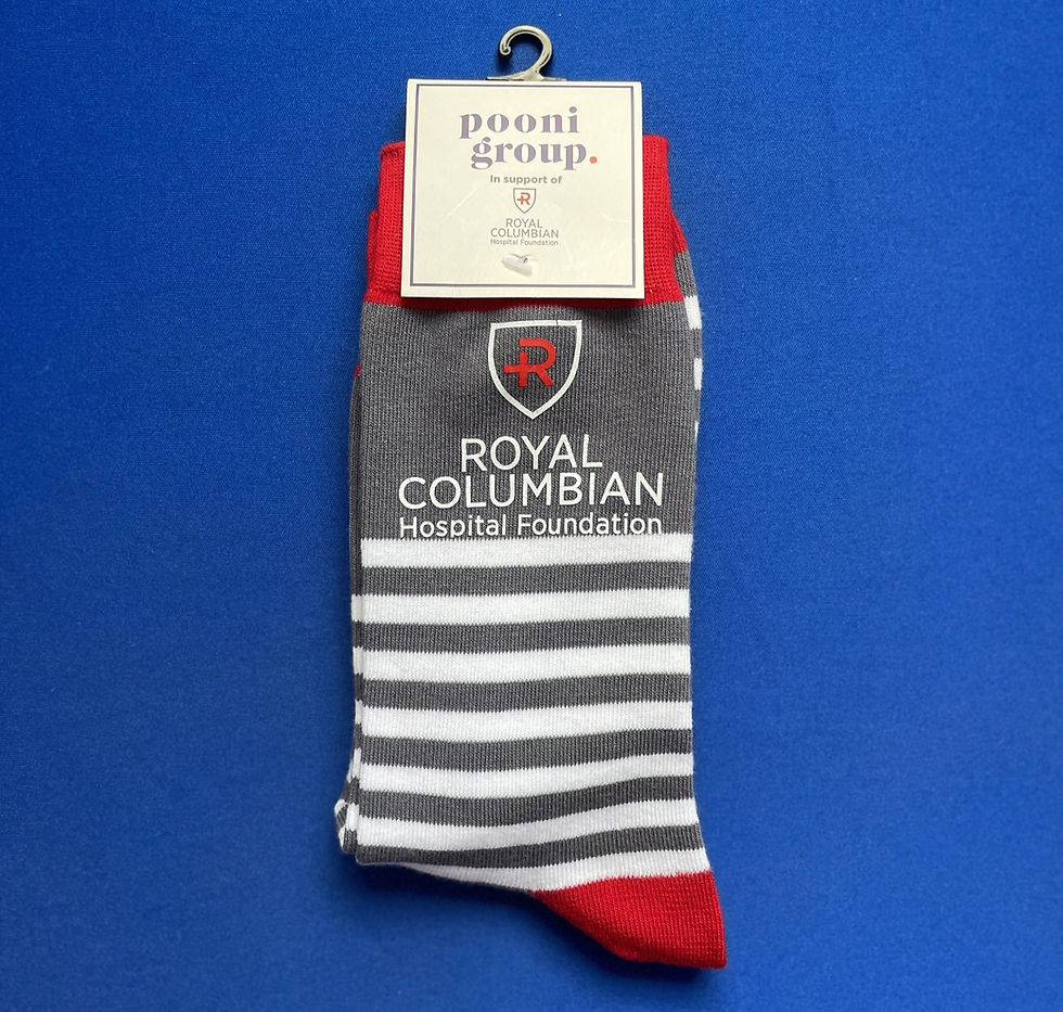 Thumbnail: STRIPED socks for Royal Columbian Hospital