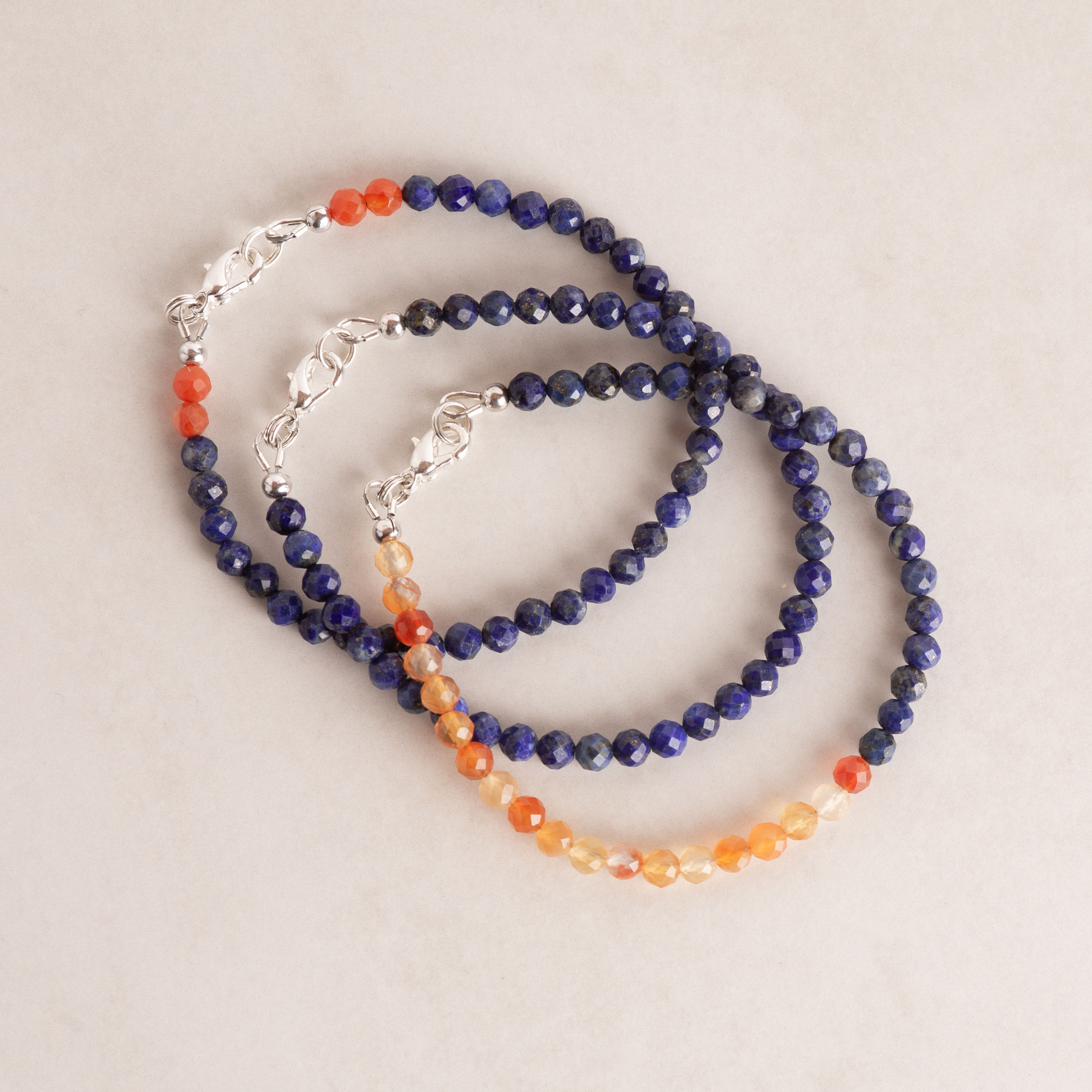 Lapiz Lazuli and Carnelian Bracelet Stack