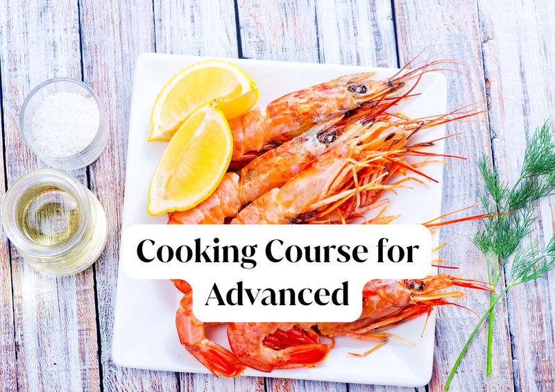 shrimp and lemon on a plate-cooking course for advanced