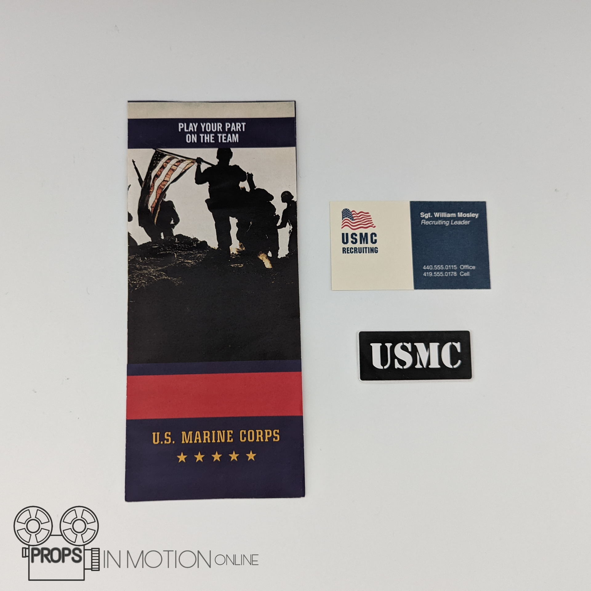 Dare Me (TV) Will (Zach Roerig) Business card, USMC Booklet + Sticker (01524)