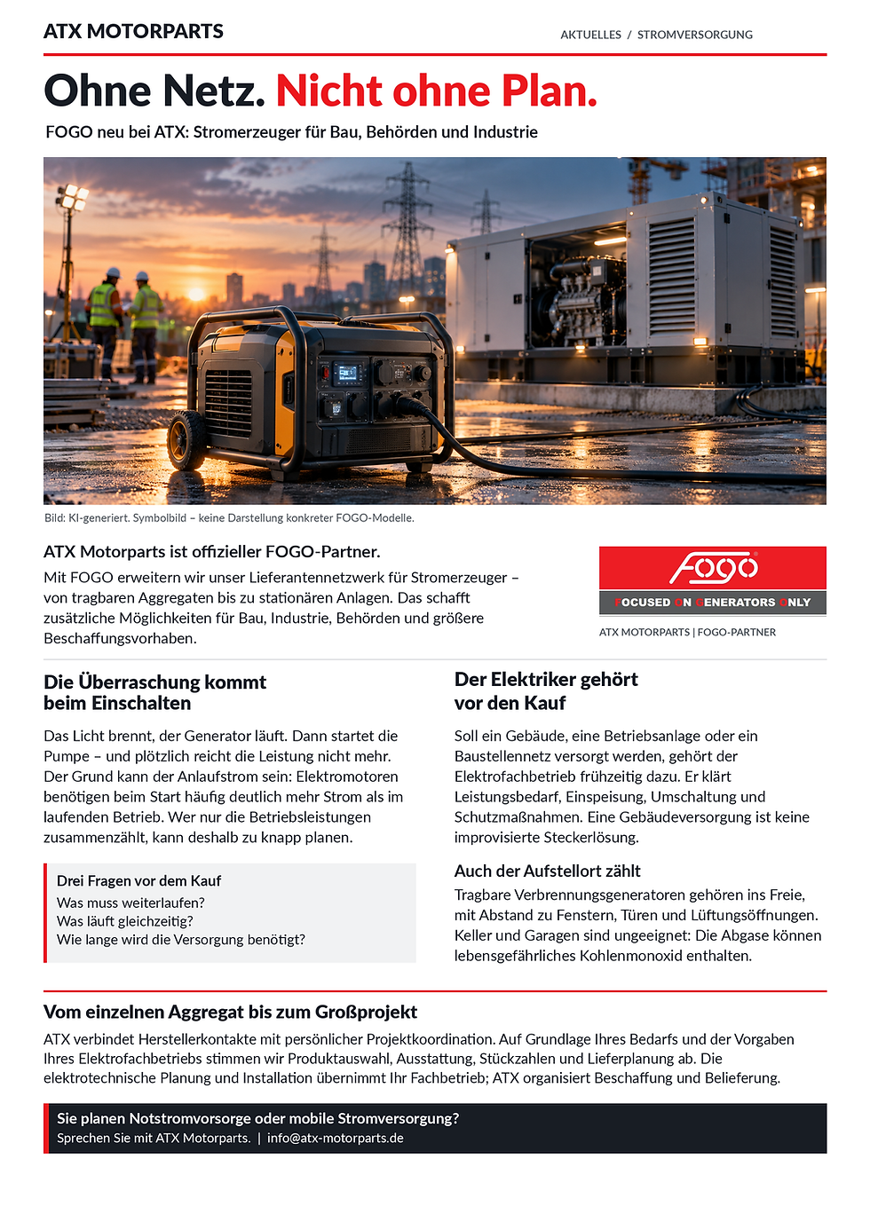Neue Kooperation ATX Motorparts -FOGO