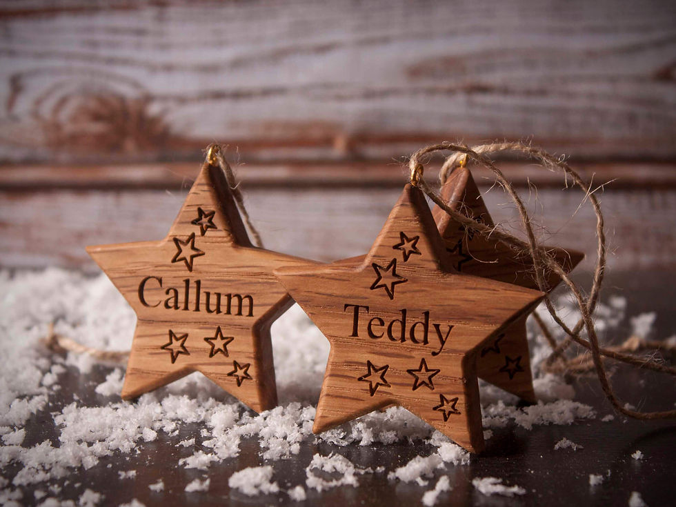 Thumbnail: Personalised Name Christmas Star Tree Decoration Solid Oak