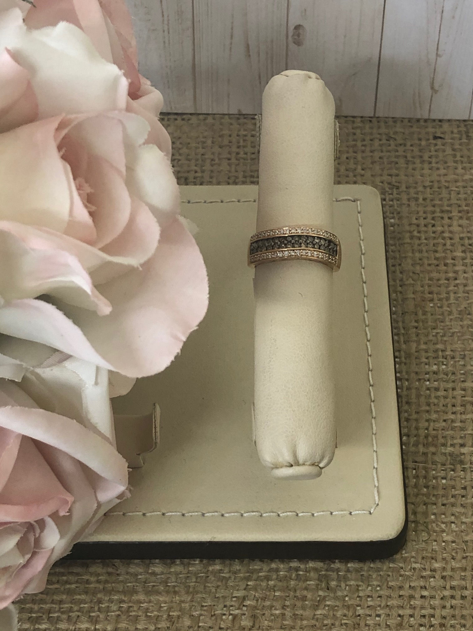 10 KT Rose Gold Diamond & Cognac Diamonds Ladies Band