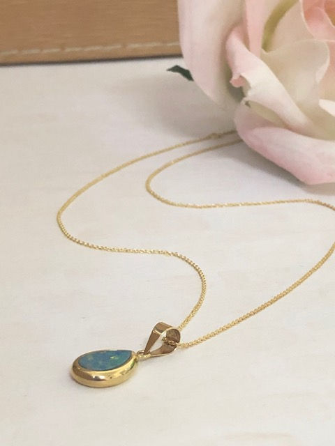 Thumbnail: 14KT Yellow Gold, Opal  Dublet Pendant