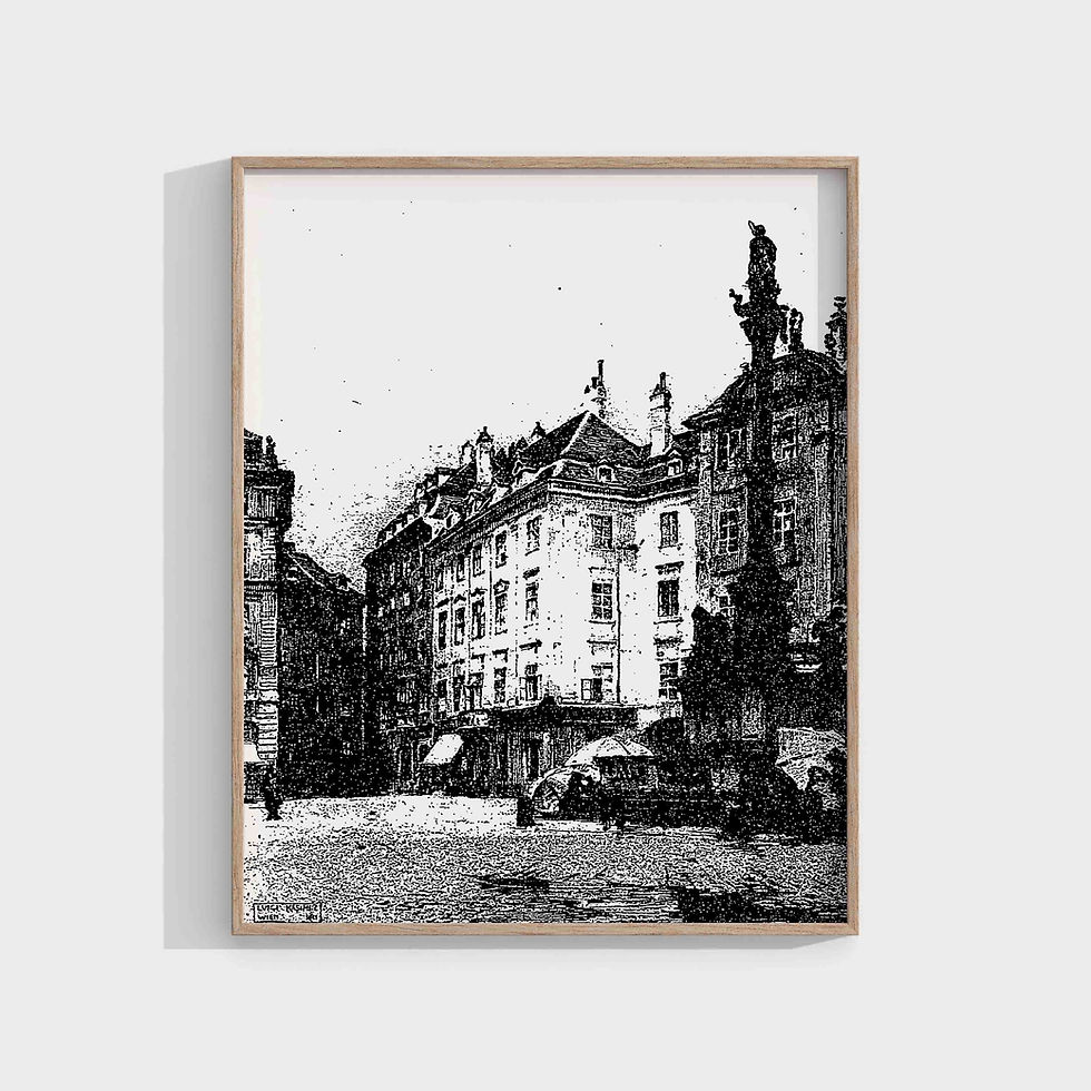 Etching of Hoher Markt in Vienna by Luigi Kasimir