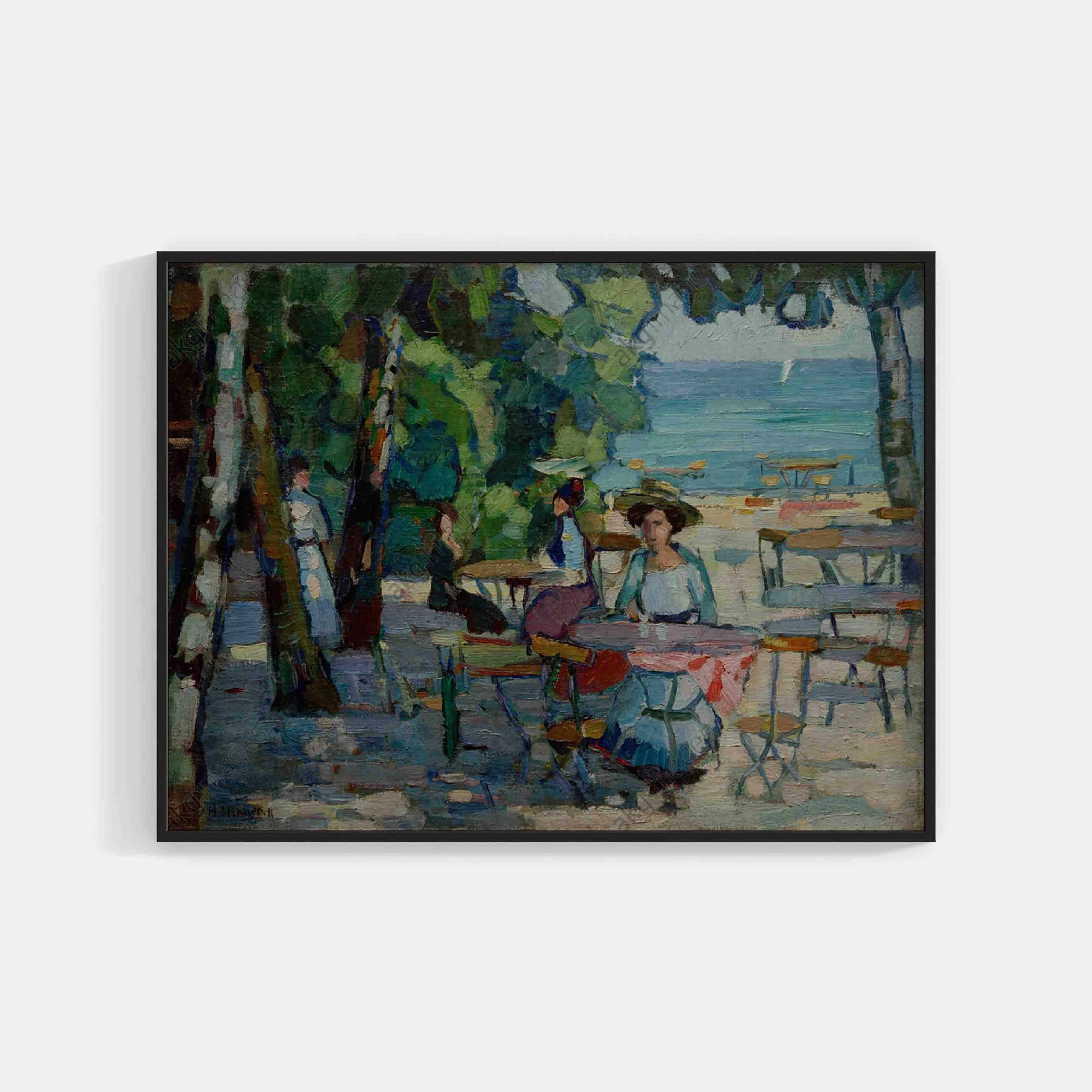 Hermann Stenner : Café Garden at Ammersee ( Kaffeegarten am Ammersee )