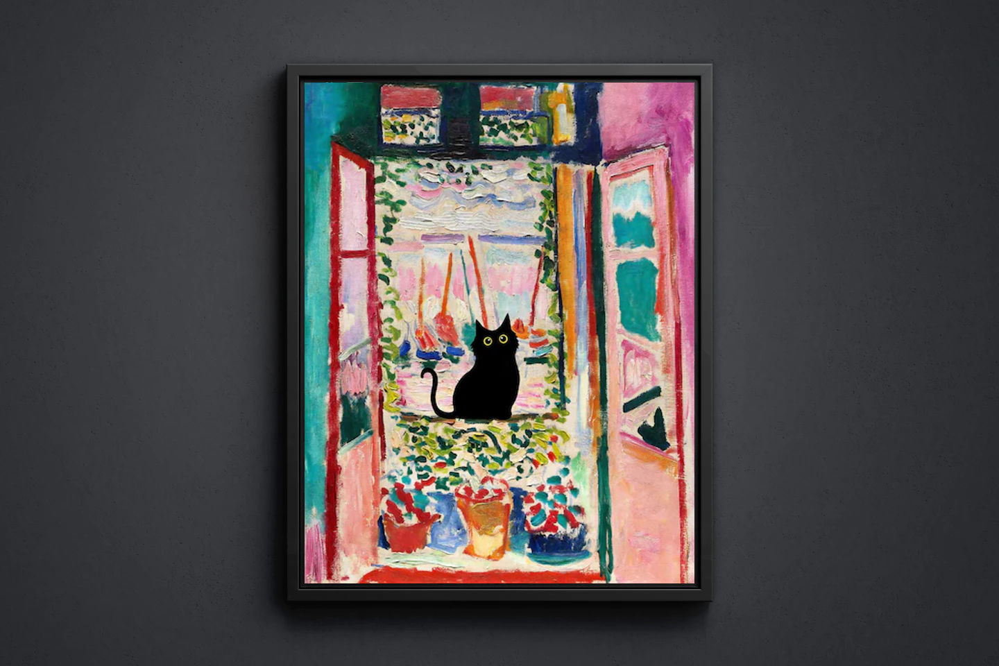 Henri Matisse Cat Print, Matisse Open Window Cat Poster, Black Cat Art