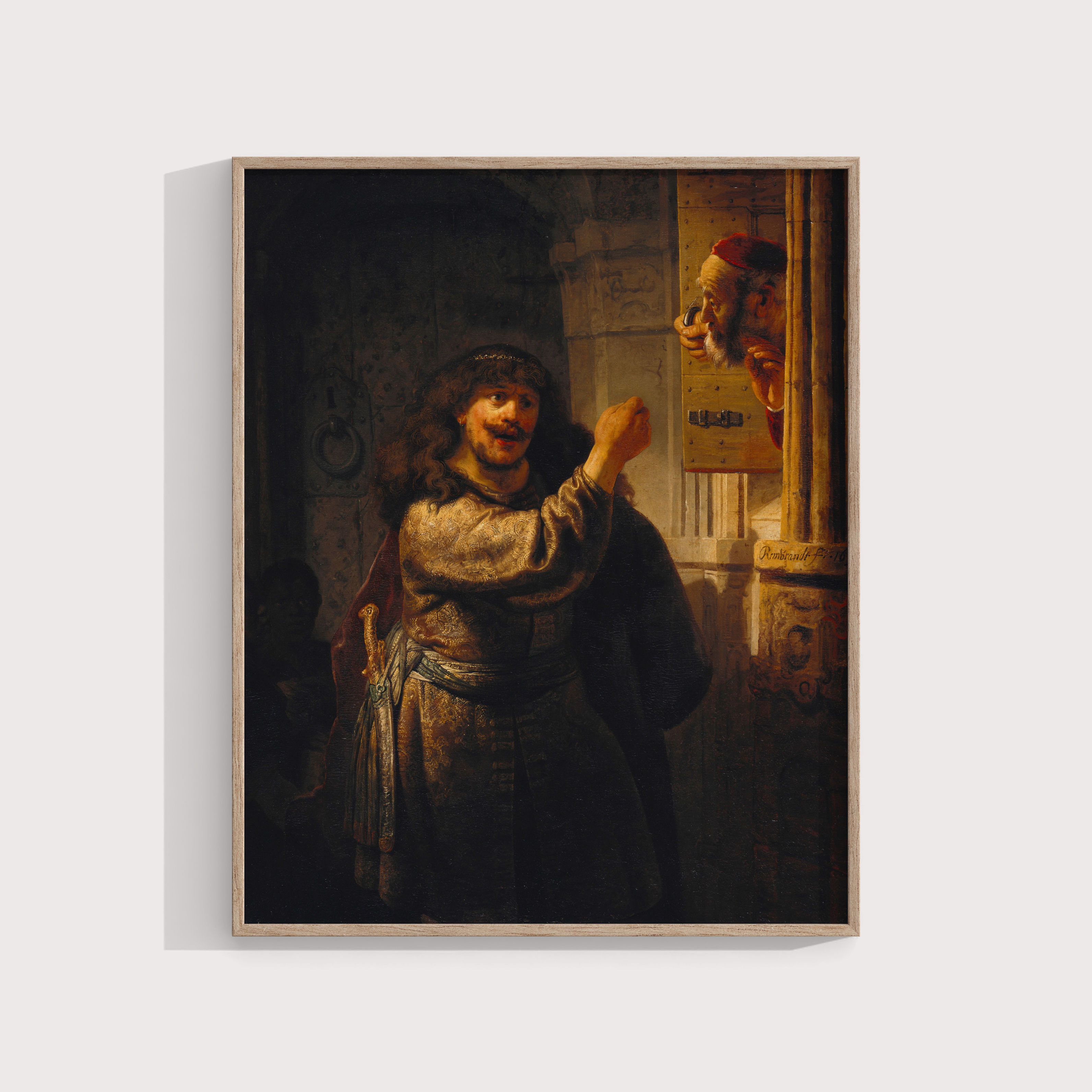 Rembrandt: Samson threatens his father-in-law (1635)  Art Print
