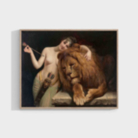 Angelo von COURTEN : The goddess Diana and a lion