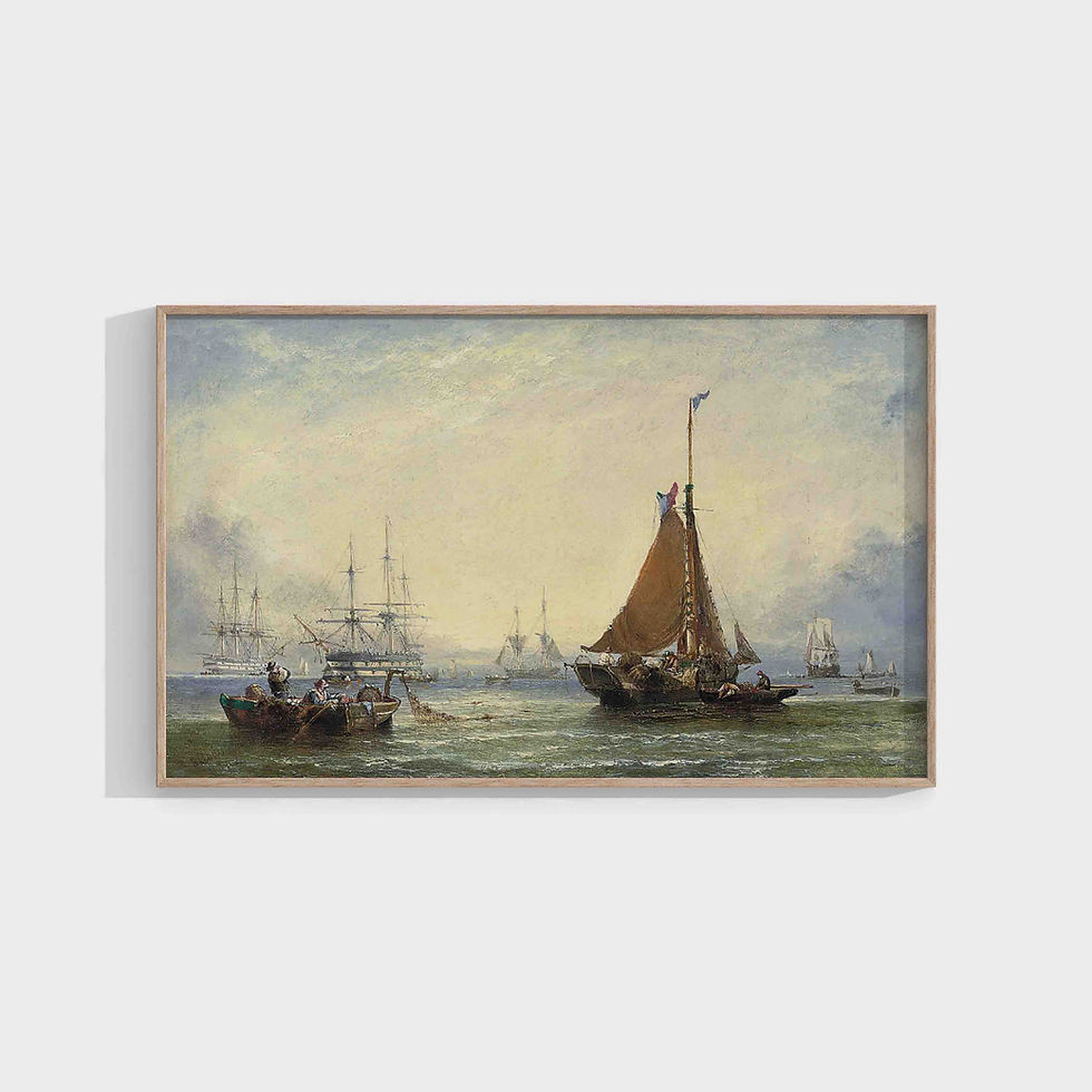 William Callcott Knell, 1862 - Fishermen drying their sails