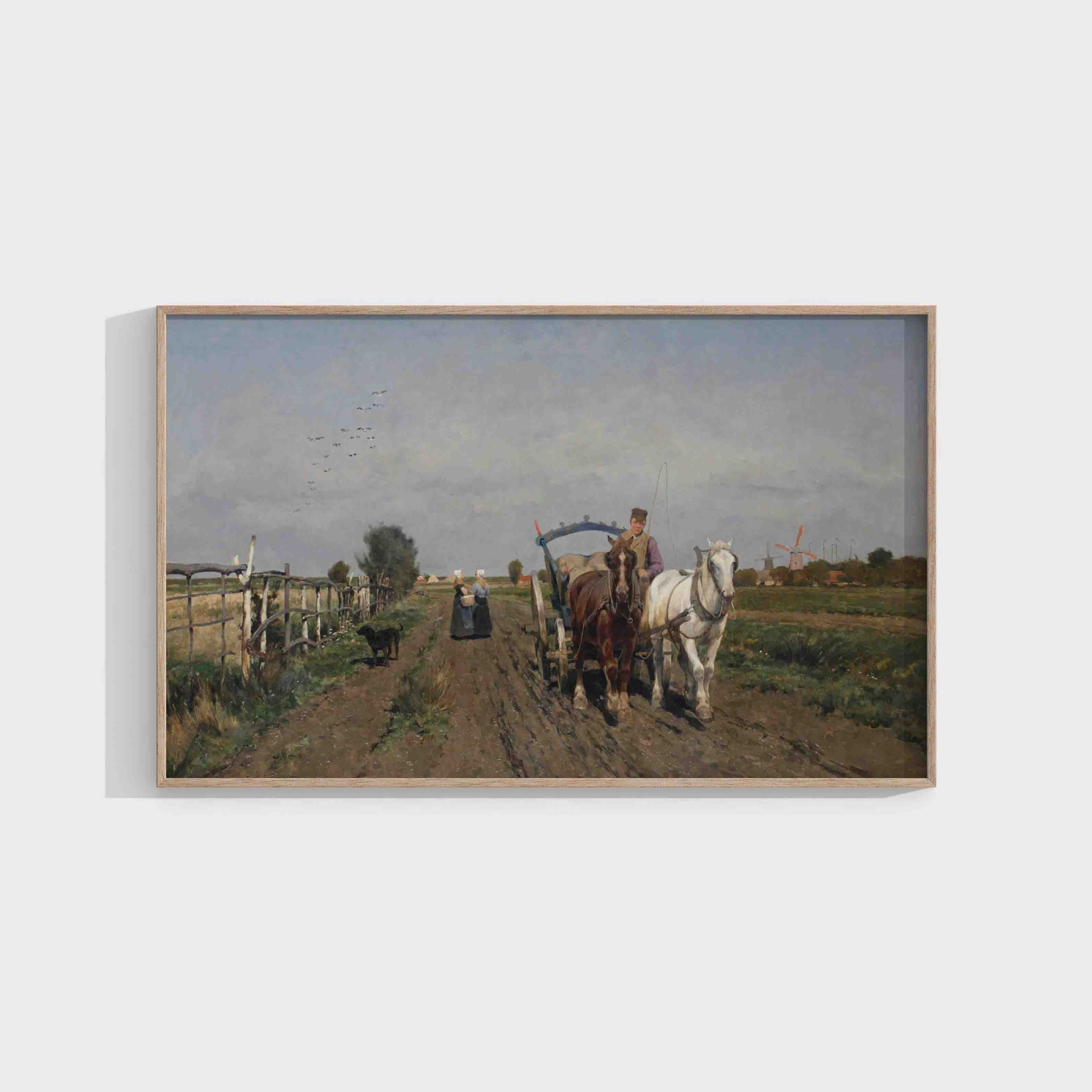 Frans van Leemputten : Horses on a path 1884
