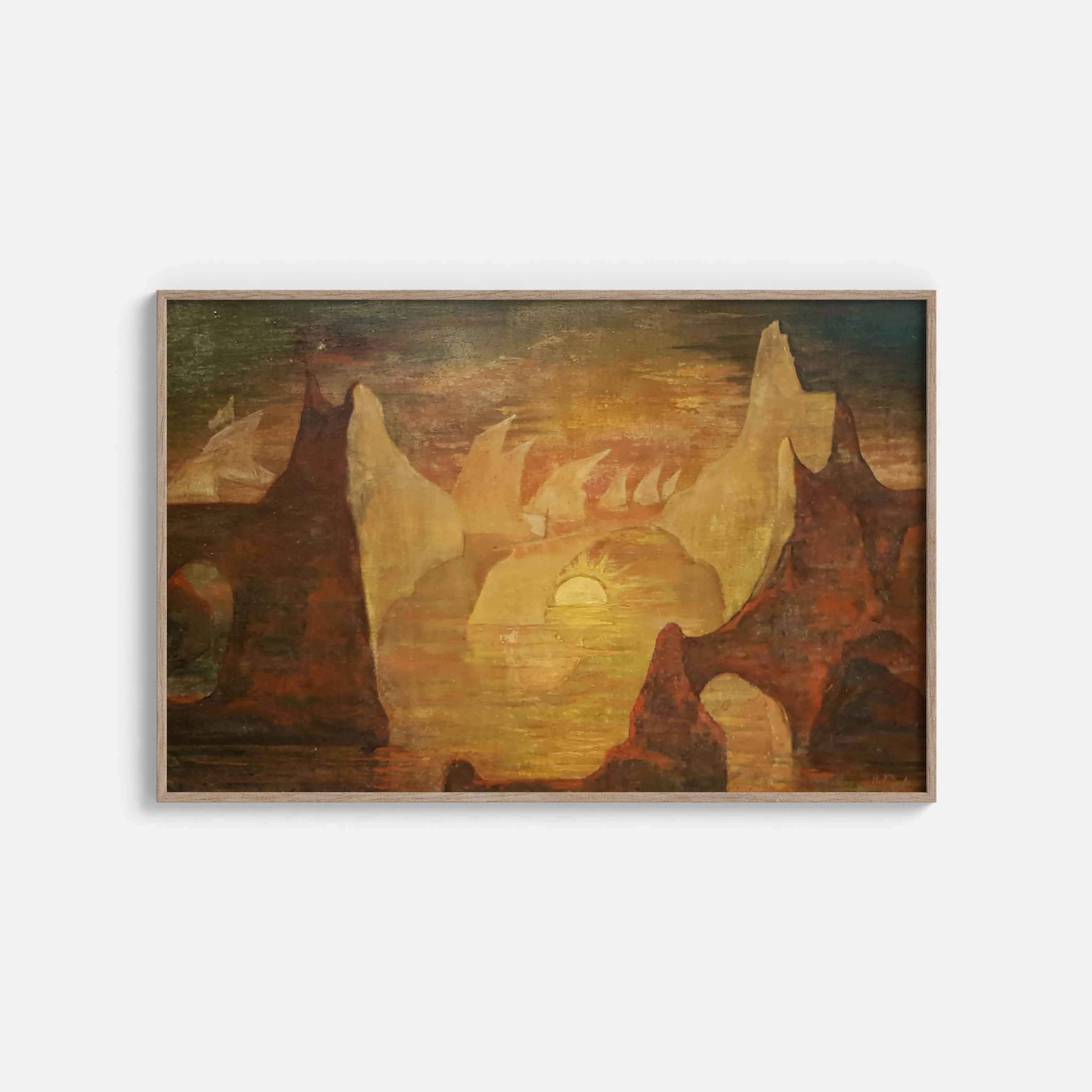 Rūdolfs Pērle - Saulīt vēlu vakarā (1916) Oil painting Wall Art & Decor