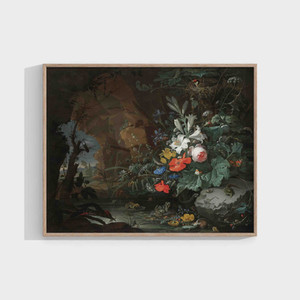 Abraham Mignon: Interior of a grotto with a rock-pool, frogs, salamanders and a bird's nest