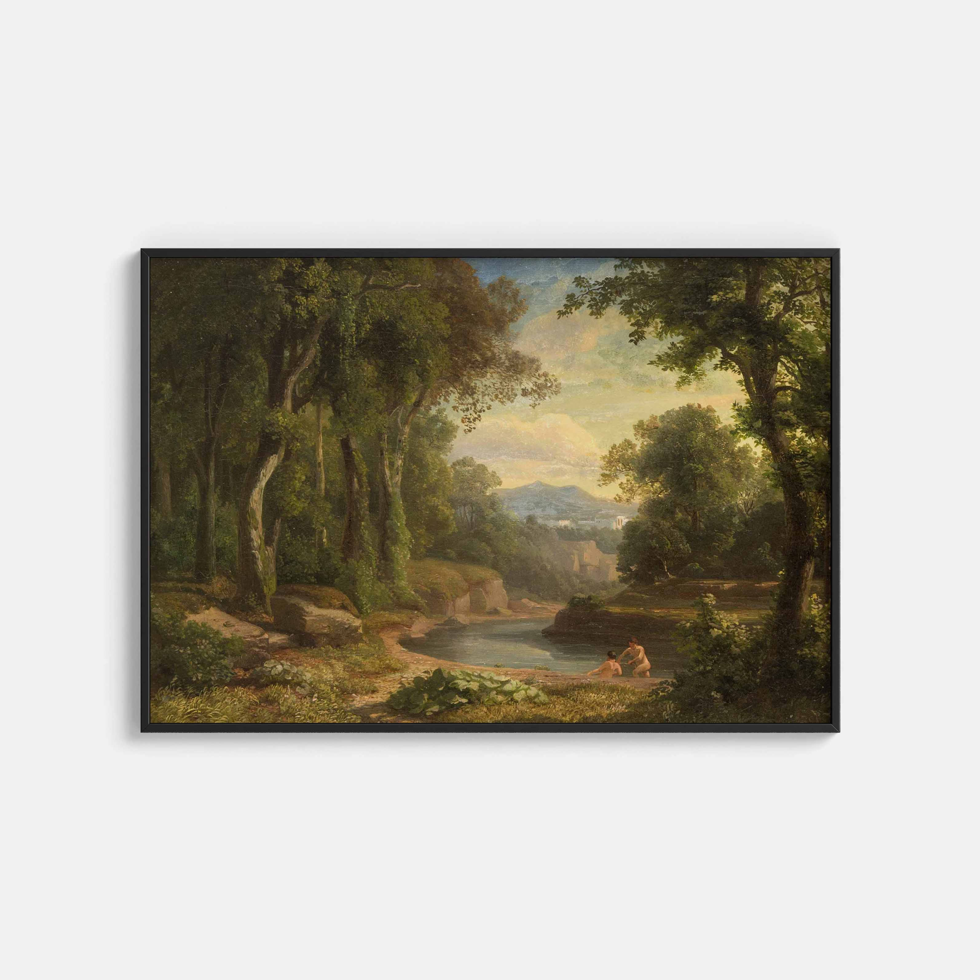 August Weber: River landscape with forest Wall Art & Decor