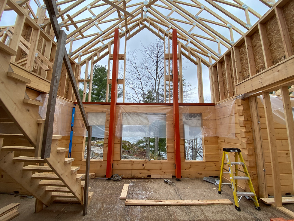 Log cabin custom home framing