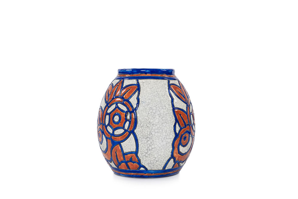 Thumbnail: 1129 BOCH FRERES KERAMIS - GEORGES TECQUEMENNE - Vase Florale - 1927