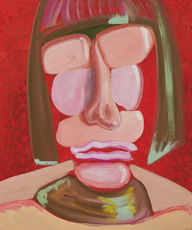 a painting of a face made out of marshmalllows