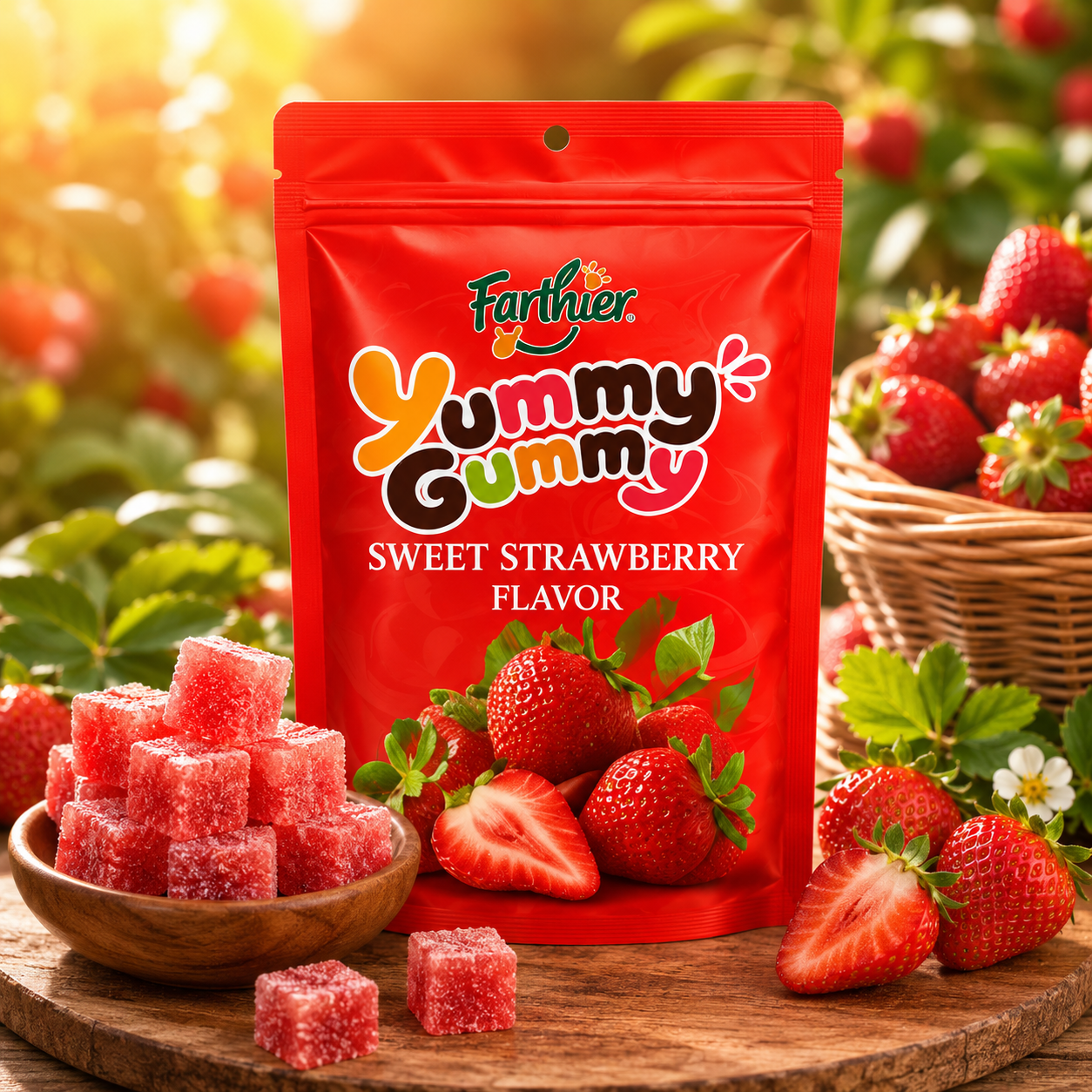 Yummy Gummy Sweet Strawberry Flavor Farthier Brand