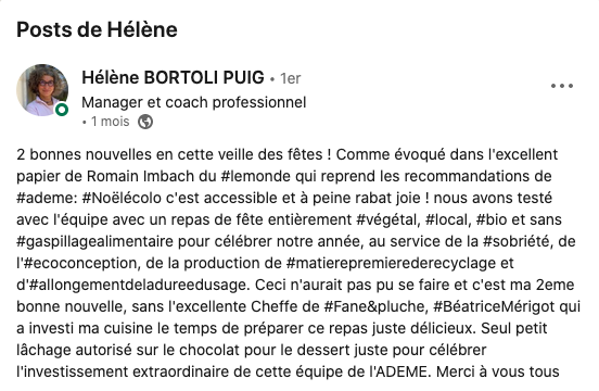 Après un joyeux déjeuner de Noël à l'Ademe ....