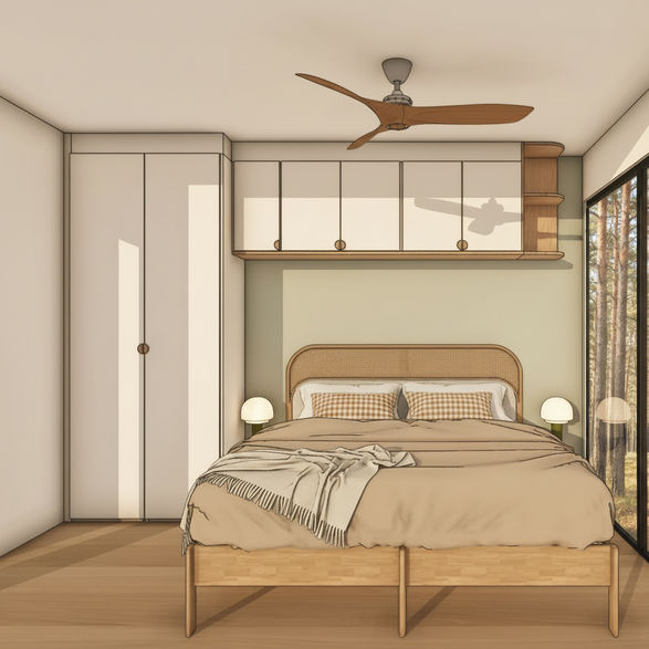 Etape conception de la chambre 1 et son pont de lit asymétrique semi mesure