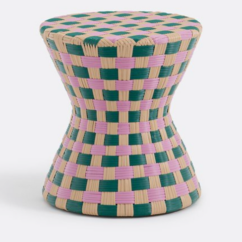 bout de canapé en résine tressée multicolore