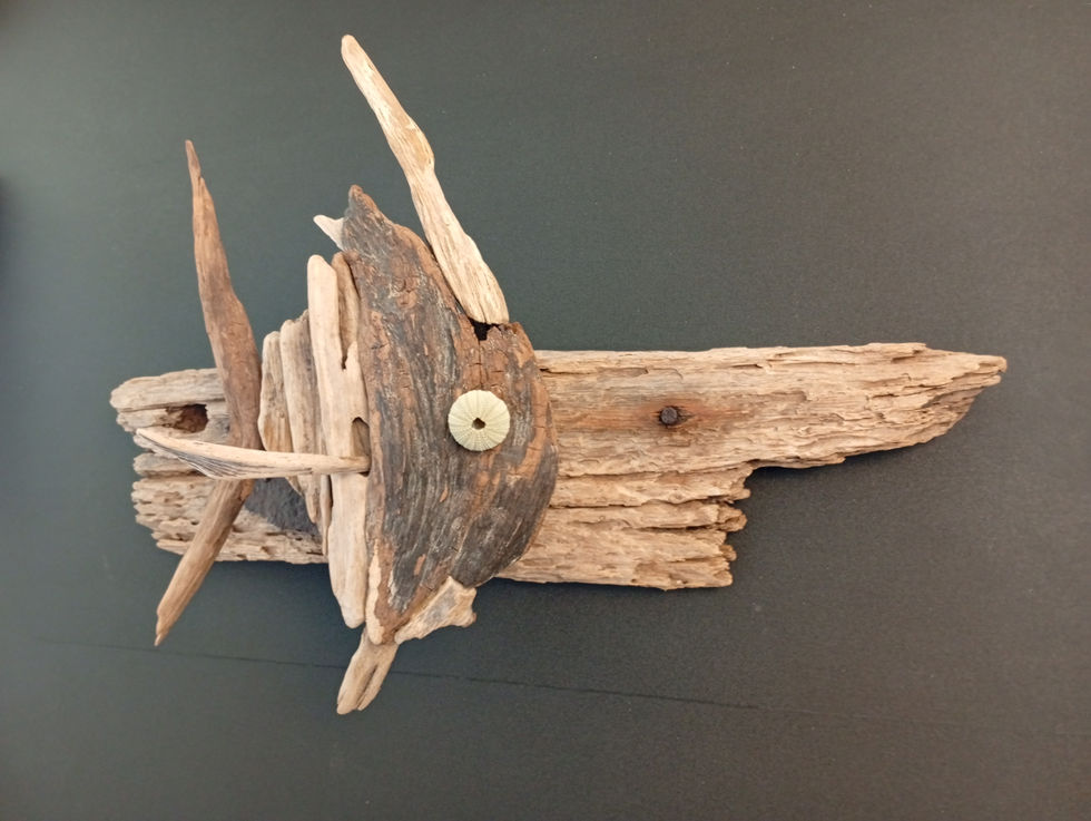 créations artistiques en bois flotté issu de l'océan atlantique. L a Rochelle, Ile de Ré.