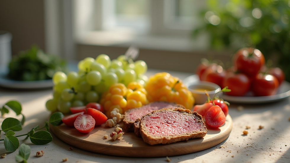 High angle view of healthy food items on a table