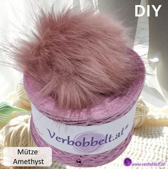 Miniaturbild: Puschel Mützen Set zum häkeln und stricken zum Aktionspreis kaufen-Mütze Amethyst