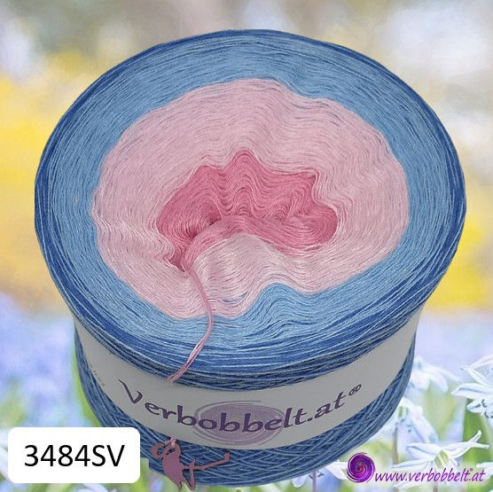 Luftig frühlingshafte Wicklung mit zwei rosa und zwei blauen Farben im sanften Verlauf - 3484SV