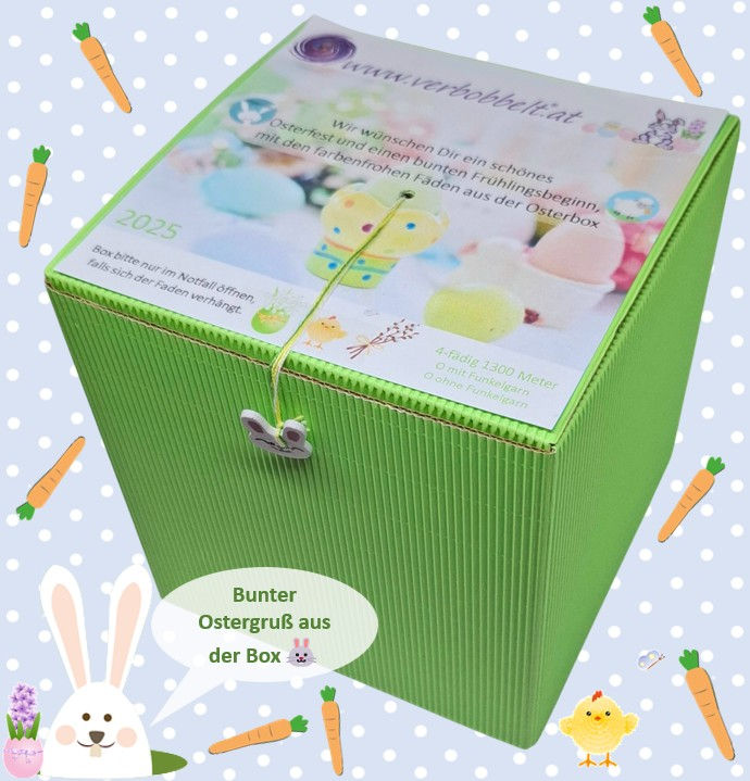 verbobbelt bunter Ostergruß aus der Box-Trendfarben Ostern 2025-in der Überraschungsbox
