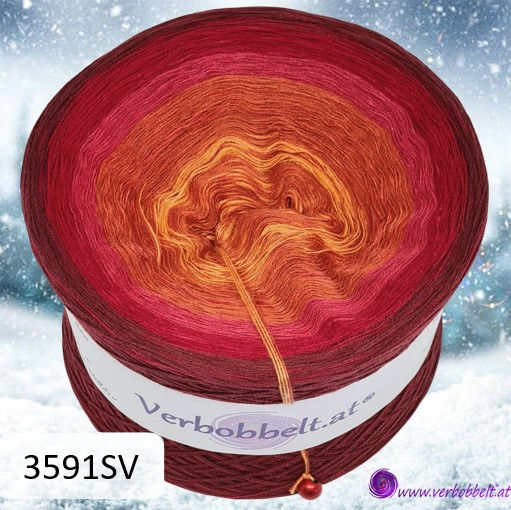 Bobbel mit warmen roten Farben im sanften Farbverlauf-Kaminfeuer Farben-wunderschön gewickelt