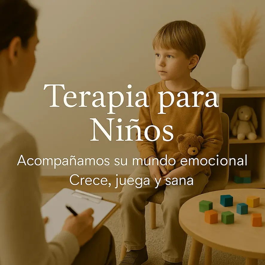 Psicóloga brindando terapia infantil para apoyar el desarrollo emocional y conductual de niños.